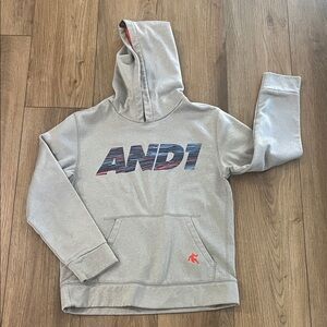 AND1 Gray Hoodie with Orange Lining | boys size 10/12